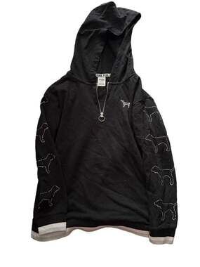 Victoria's Secret PINK Rhinestone Bling Dog Pullover Hoodie
